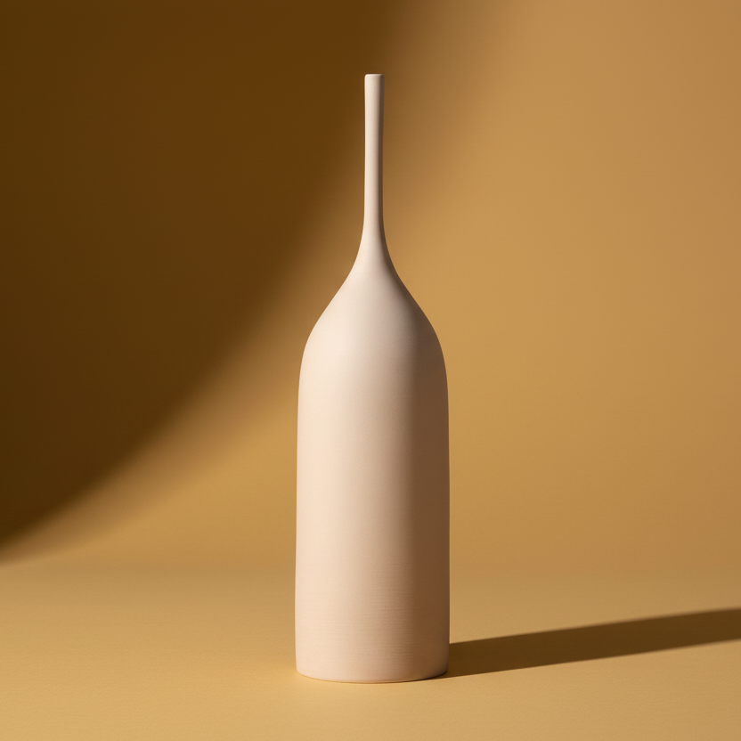 Morandi organic needle neck porcelain vase earth tone