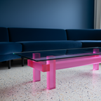 Contemporary Luminous tralucid glass acrylic coffee table