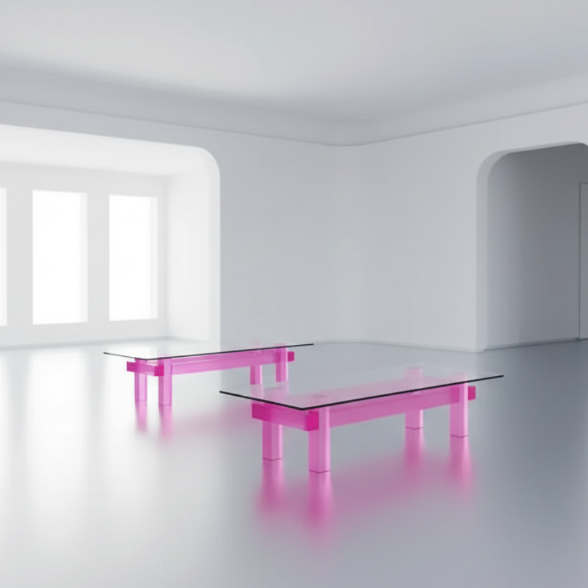 Contemporary Luminous tralucid glass acrylic coffee table