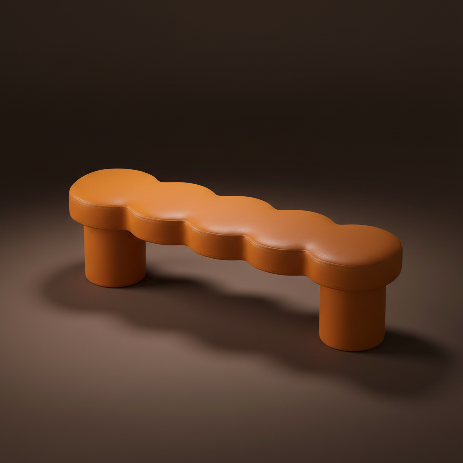 Space age organic "cloud" mid-century bench
