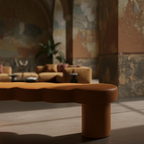 Space age organic "cloud" mid-century bench
