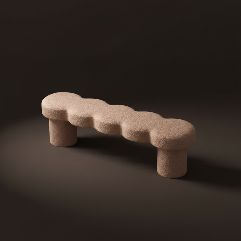 Space age organic "cloud" mid-century bench