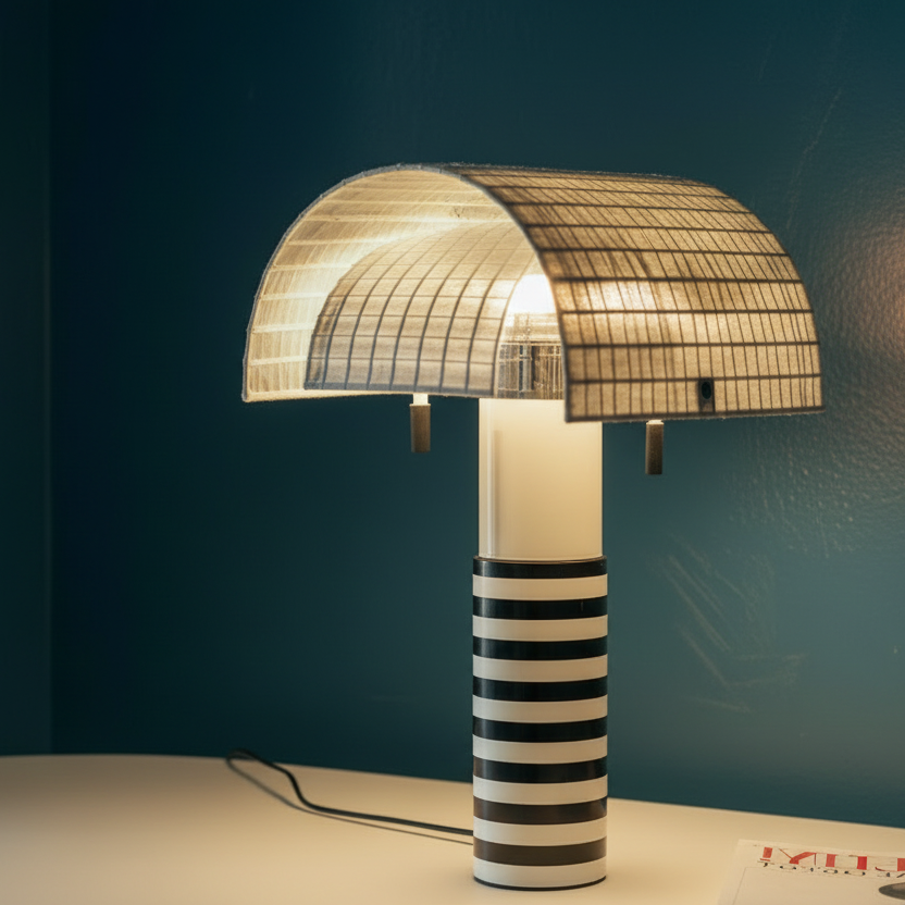 Monochrome striped contemporary artistic table lamp