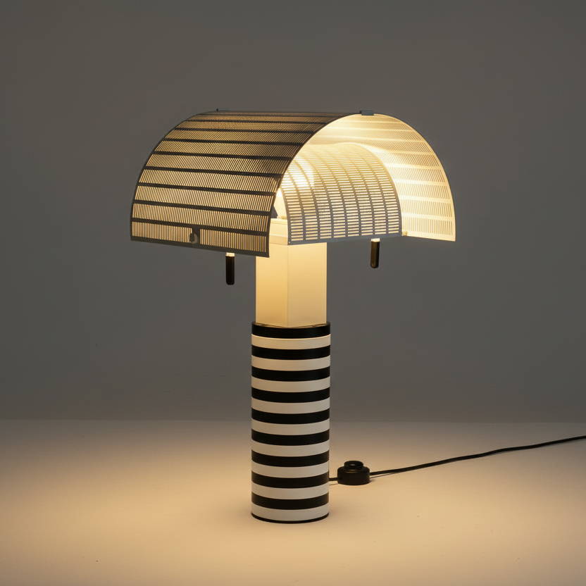 Monochrome striped contemporary artistic table lamp