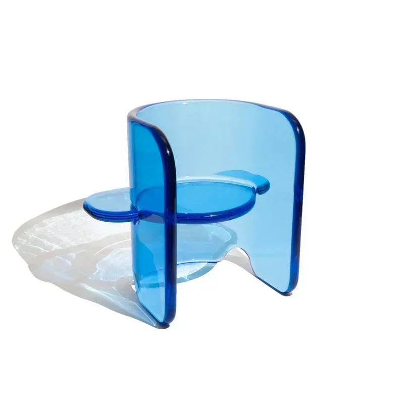Contemporary plump transparant blue acrylic round coffee table