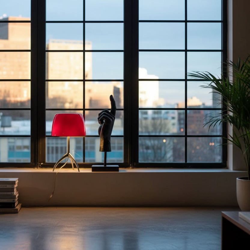 Italian space age glass table lamp accent