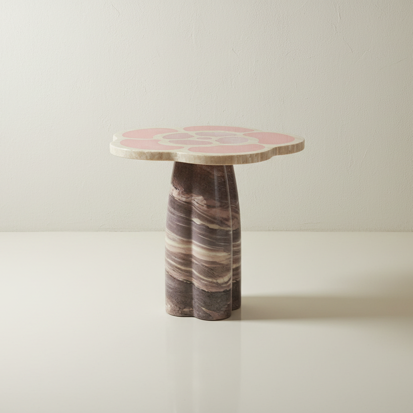 Art nouveau organic natural stone pedestal side table