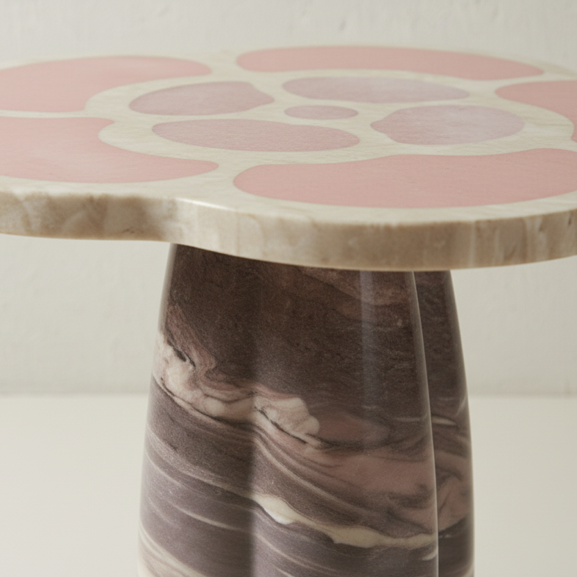 Art nouveau organic natural stone pedestal side table