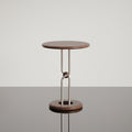Bauhaus round wood side table with steel edge