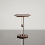 Bauhaus round wood side table with steel edge