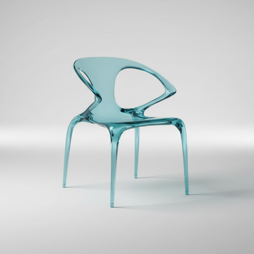 Italian minimalist fluid transparant dining chair