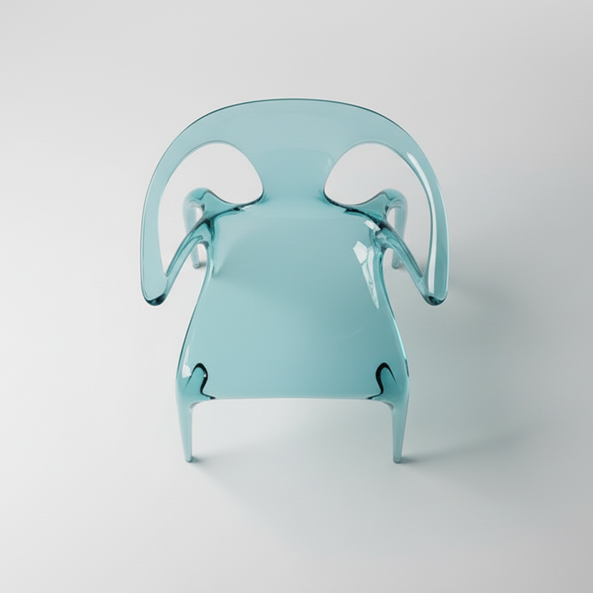Italian minimalist fluid transparant dining chair