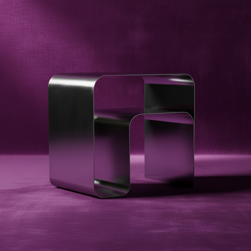 Bauhaus contemporary bent sheet stainless steel side table