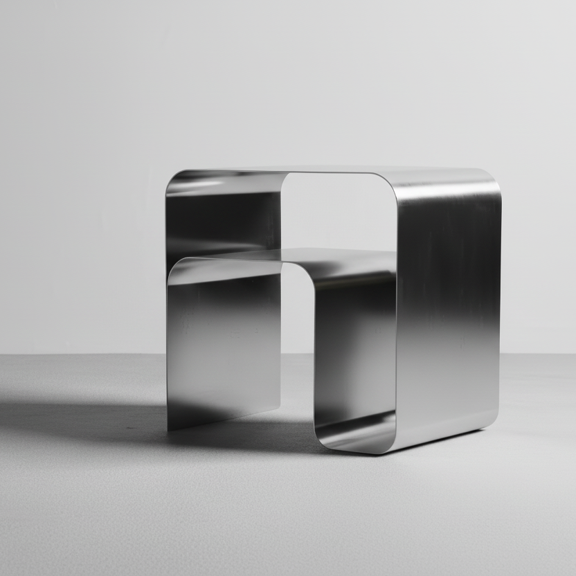 Bauhaus contemporary bent sheet stainless steel side table
