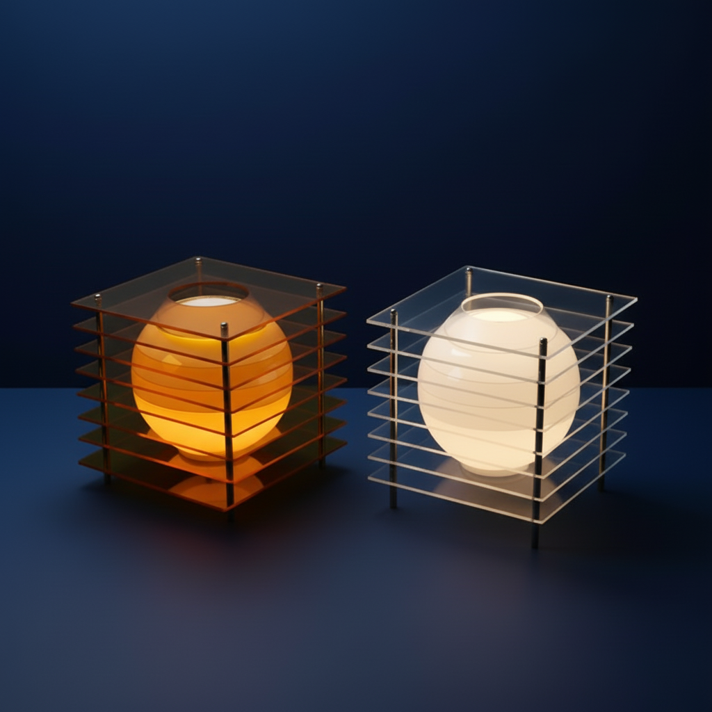 60's acrylic space age spherical table lamp
