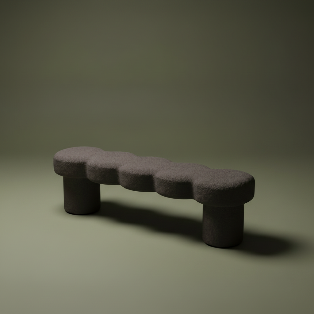 Space age organic "cloud" mid-century bench