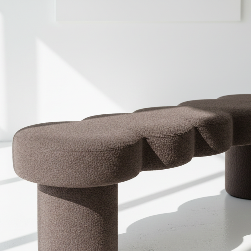 Space age organic "cloud" mid-century bench