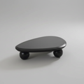 Japandi vintage oval sculptural wood coffee table