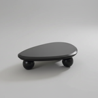 Japandi vintage oval sculptural wood coffee table