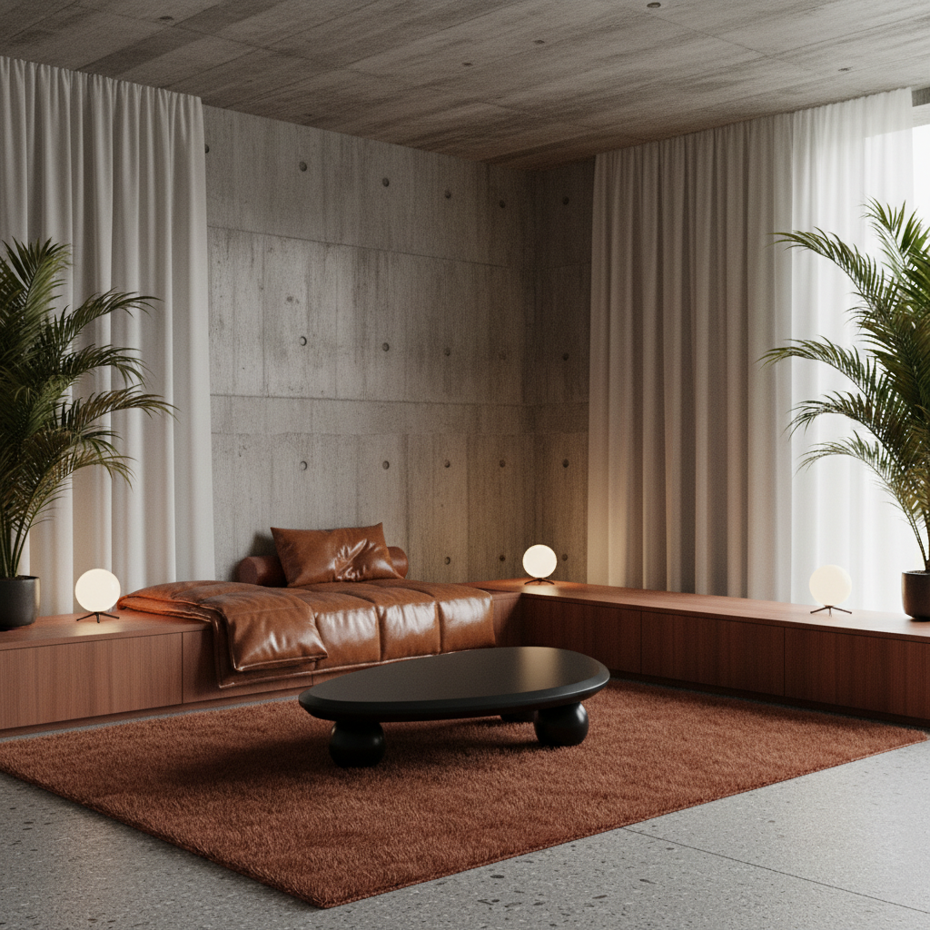 Japandi vintage oval sculptural wood coffee table