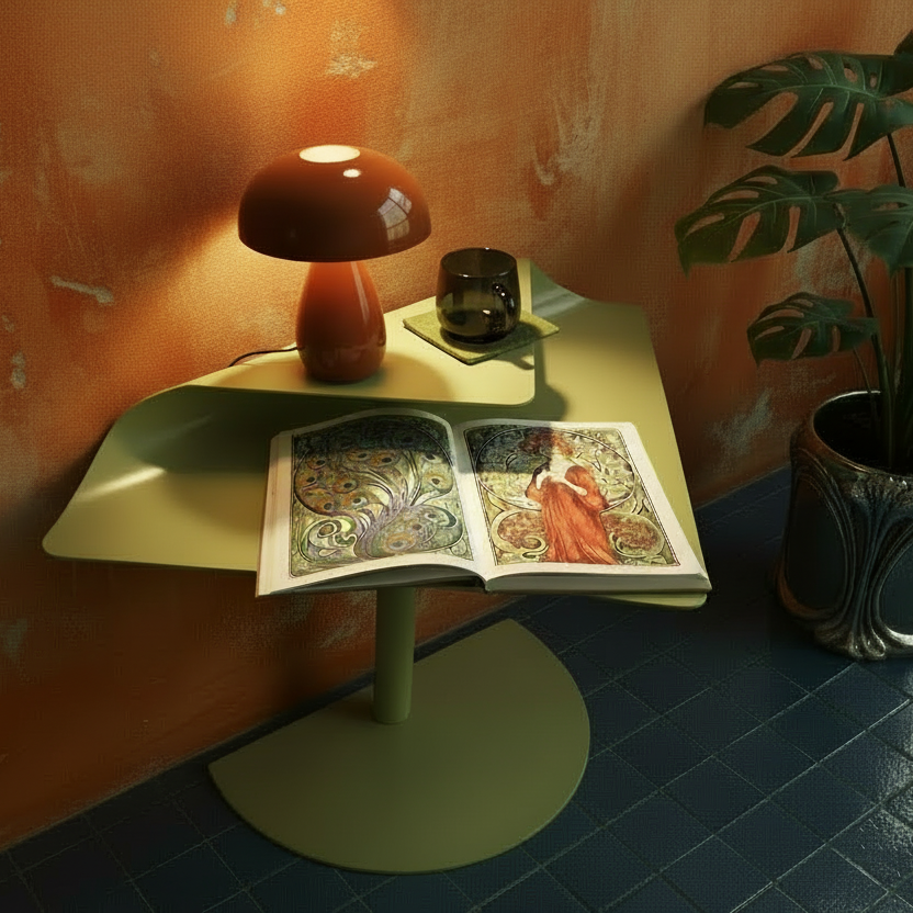 Modernist metal folded plane pedestal side table