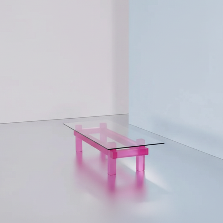 Contemporary Luminous tralucid glass acrylic coffee table