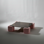 Space age contemporary soft cube stained glass coffee table
