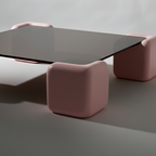 Space age contemporary soft cube stained glass coffee table