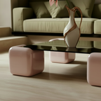 Space age contemporary soft cube stained glass coffee table