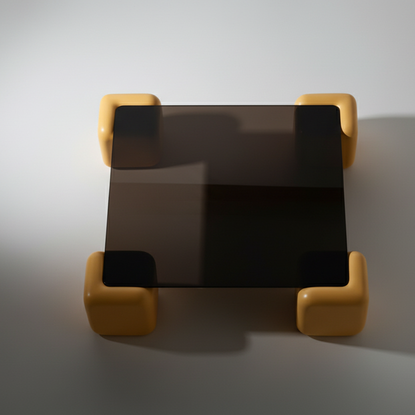Space age contemporary soft cube stained glass coffee table