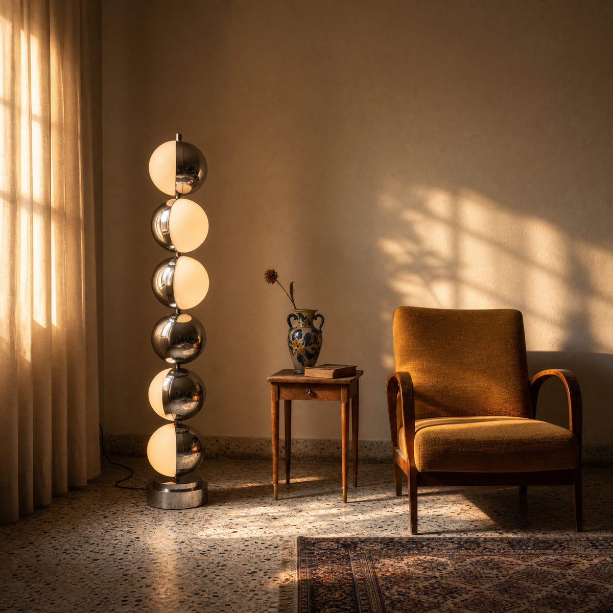 70's Italian space age ball floor lamp