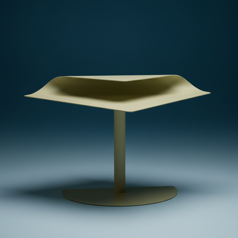 Modernist metal folded plane pedestal side table