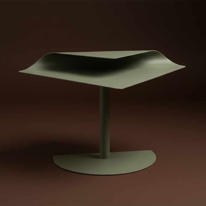 Modernist metal folded plane pedestal side table