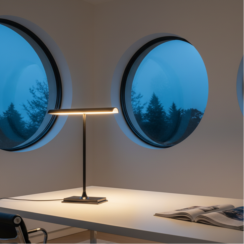 Minimalist retro green bankers table lamp