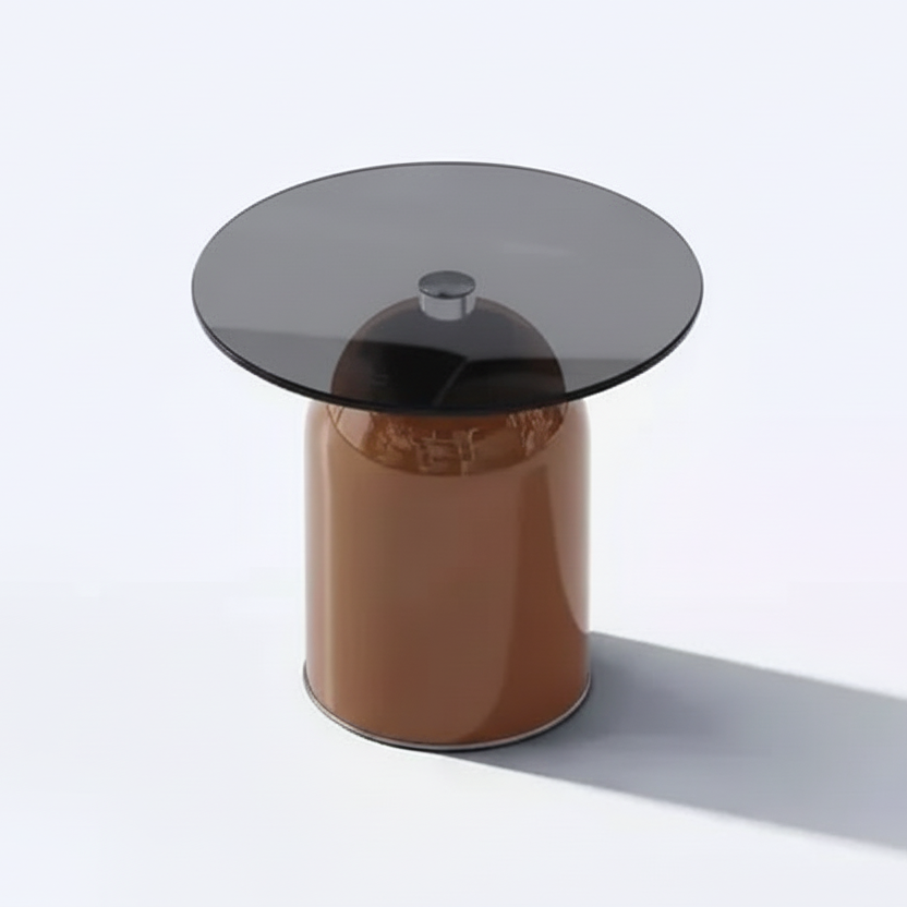 Contemporary bell dome glass coffe table