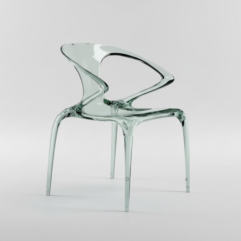 Italian minimalist fluid transparant dining chair