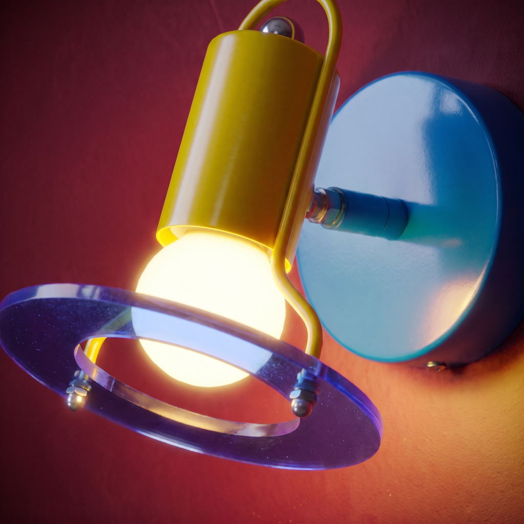 80's memphis space age colorful acrylic wall sconce