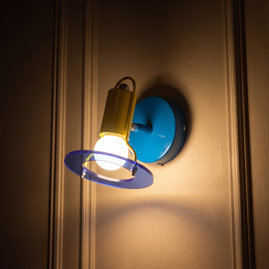 80's memphis space age colorful acrylic wall sconce