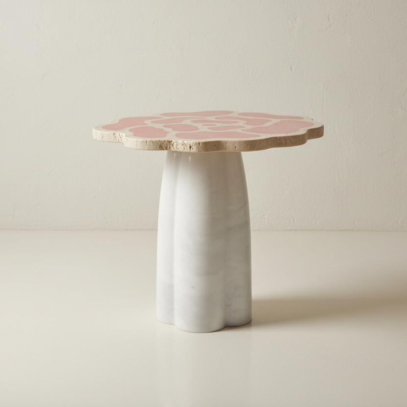 Art nouveau organic natural stone pedestal side table