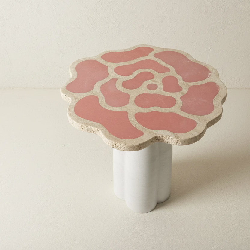 Art nouveau organic natural stone pedestal side table