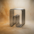 Art deco geometric metal square accent table bookcase