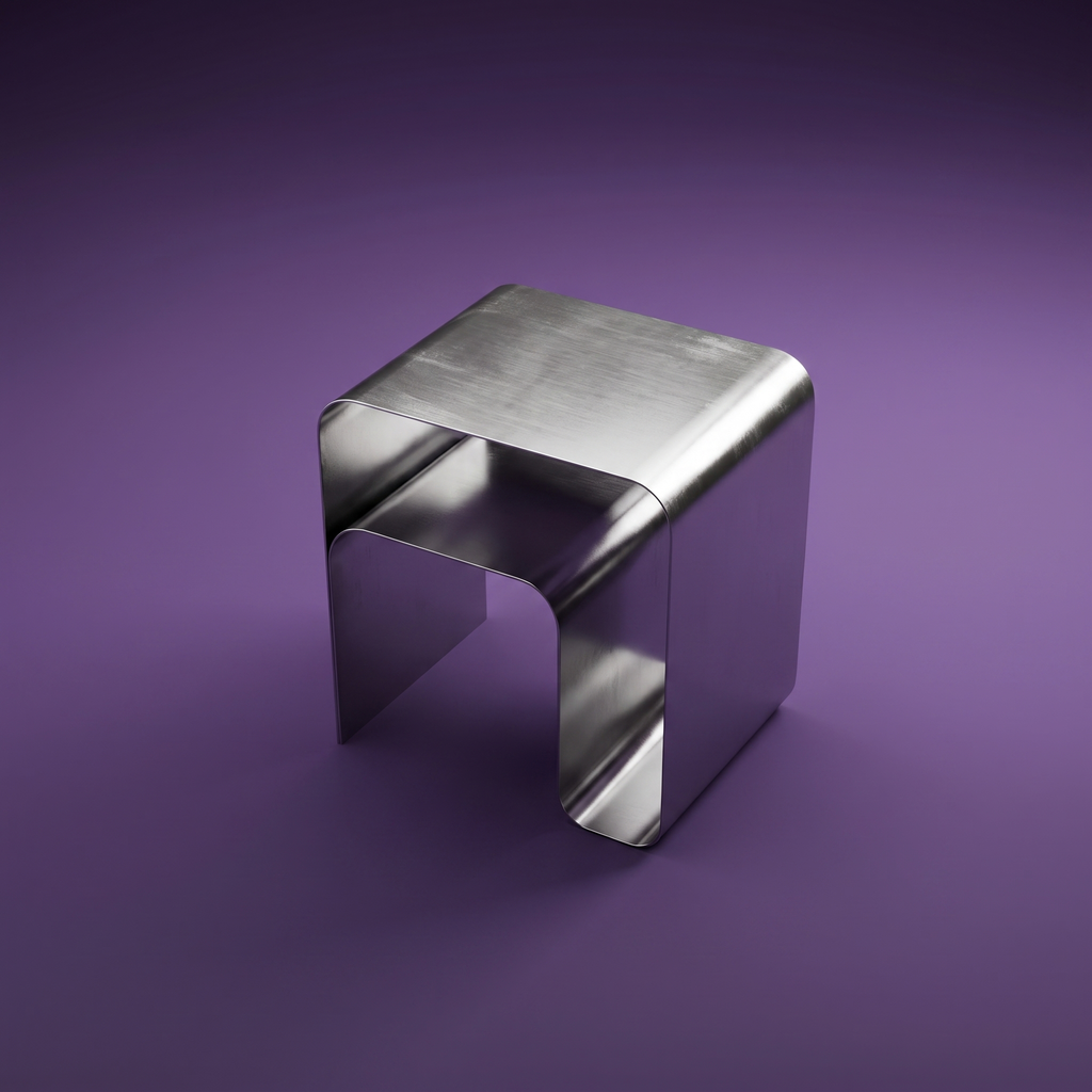 Bauhaus contemporary bent sheet stainless steel side table