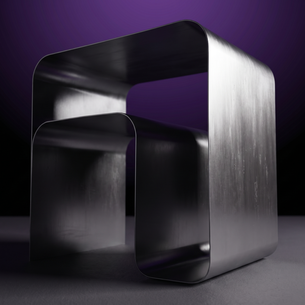 Bauhaus contemporary bent sheet stainless steel side table