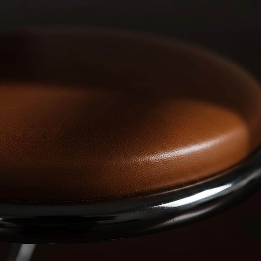 Bauhaus pre war cognac brow black leather steel "Slangestolen" chair