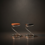 Bauhaus pre war cognac brow black leather steel "Slangestolen" chair