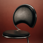 Bauhaus pre war cognac brow black leather steel "Slangestolen" chair