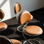 Bauhaus pre war cognac brow black leather steel "Slangestolen" chair
