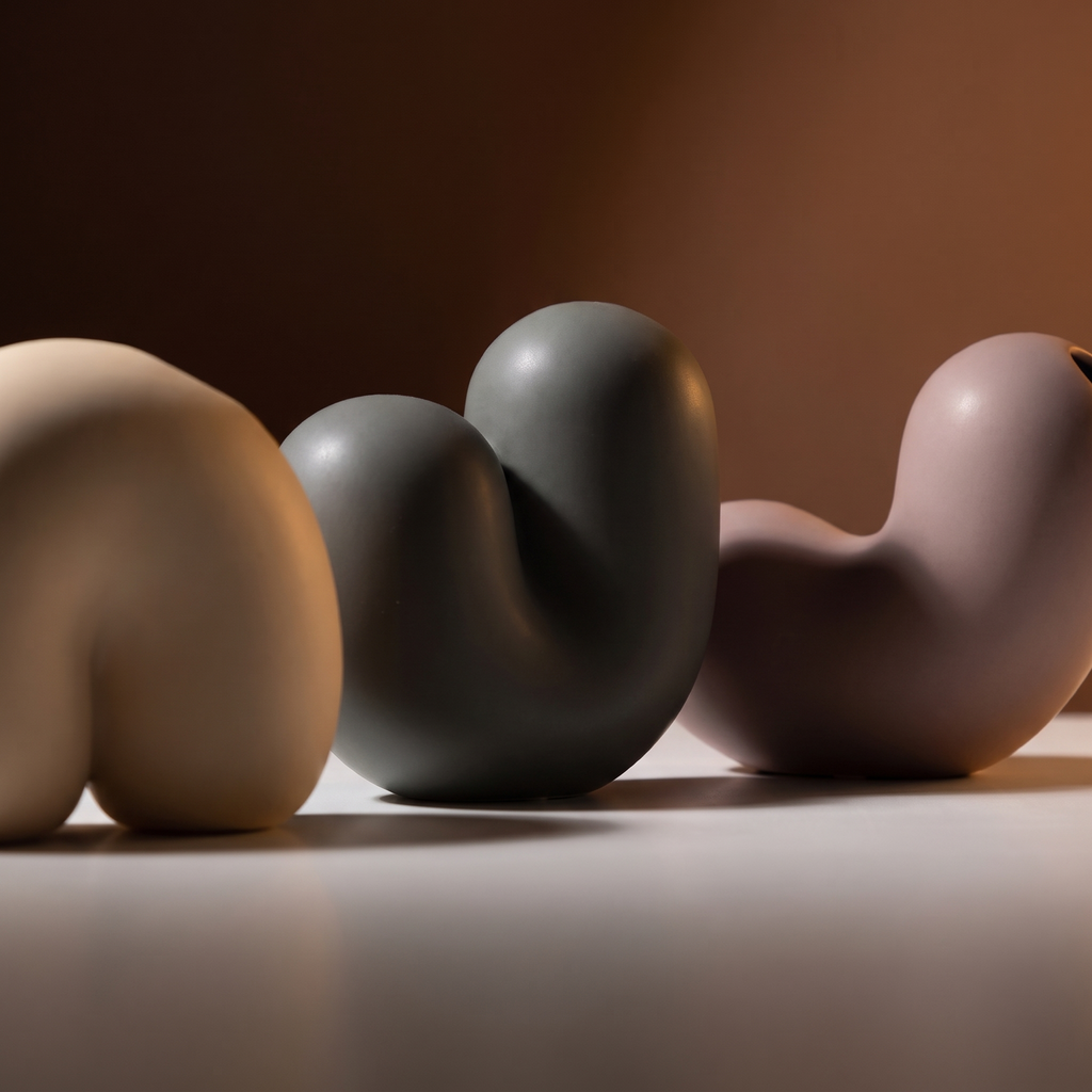 Cashew organic biomorphic abstract ceramic vase
