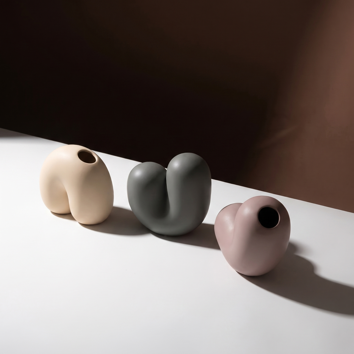 Cashew organic biomorphic abstract ceramic vase
