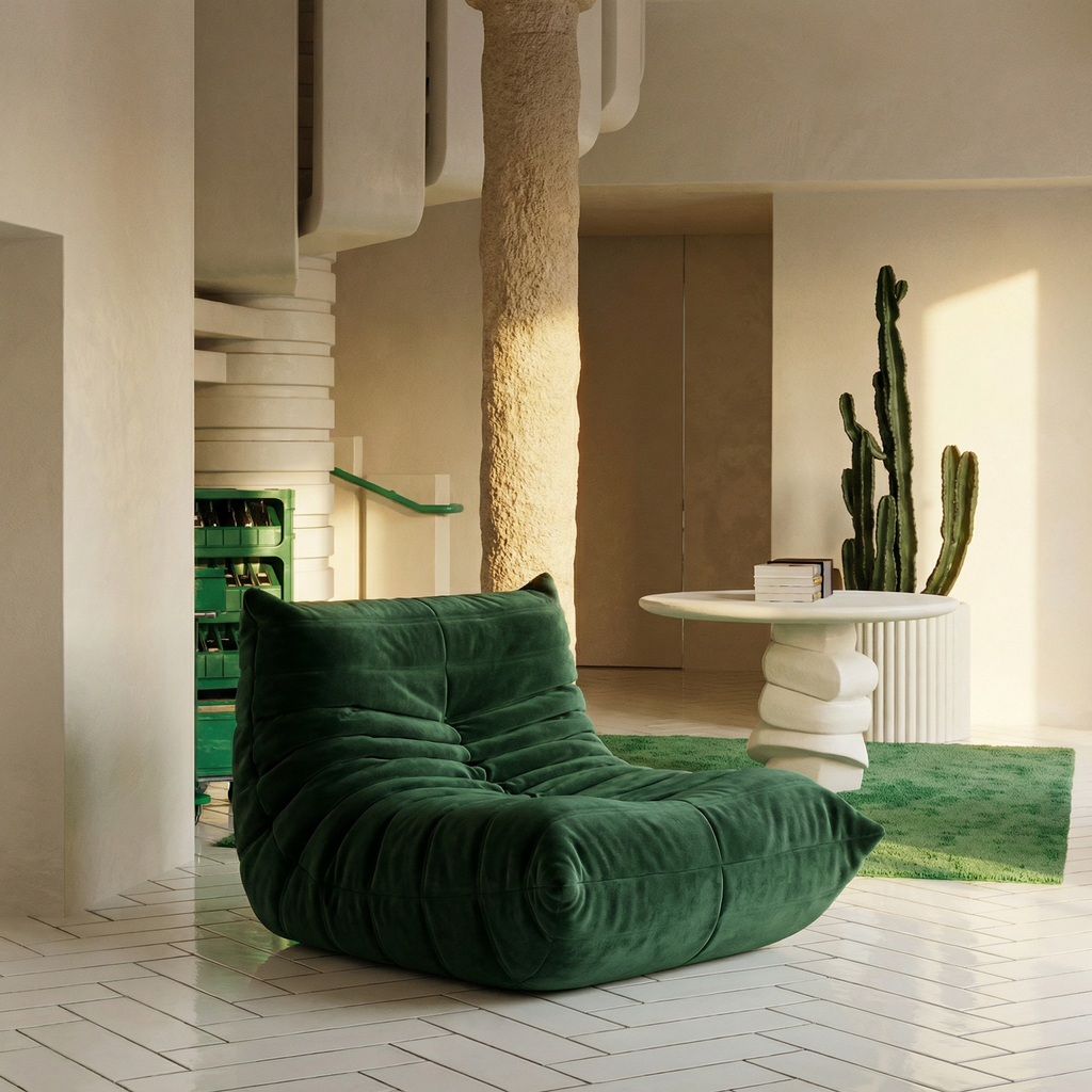 Caterpillar mid-century "Togo" lazy single sofa
